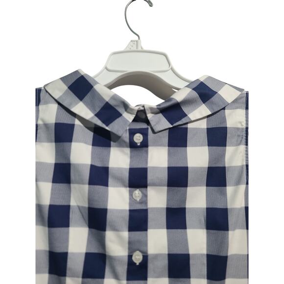 Talbots Petite Blue Plaid Foldover Collar Button Back Sleeveless Top Size 10P - Picture 3 of 5
